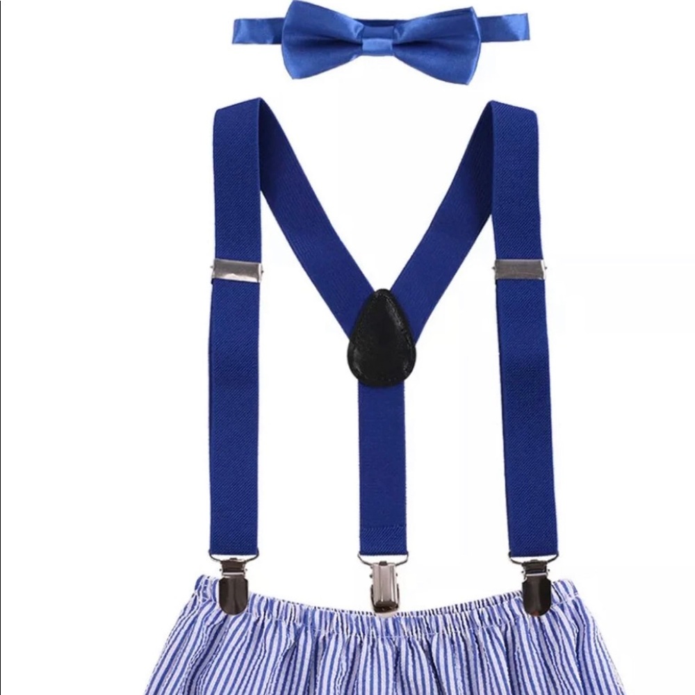 3 pc blue smash cake/birthday outfit